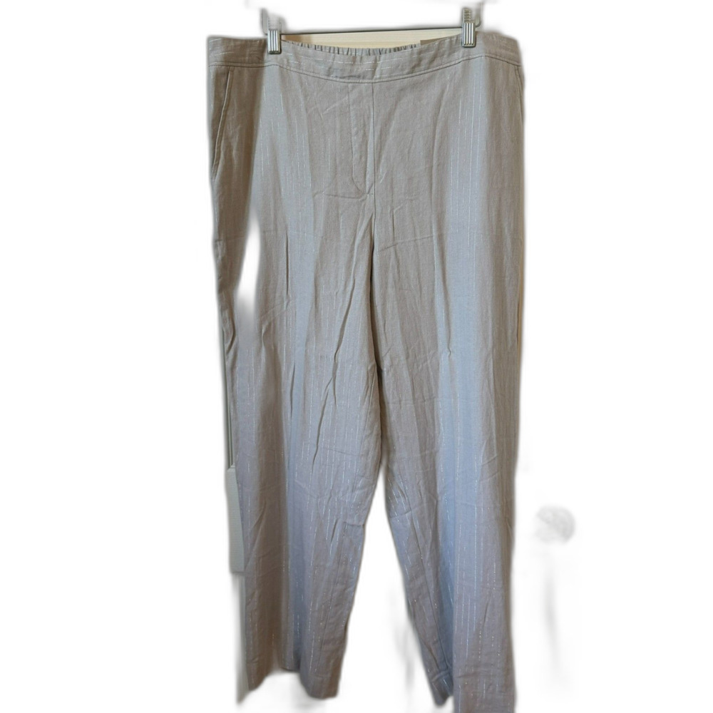 Chico's NEW Pants 2.5 Elasticized Waist Silver Pinstripe (Women's 14)